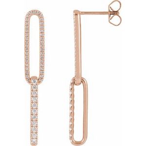 14K Rose Gold 1/2 CTW Lab-Grown Diamond Elongated Link Earrings