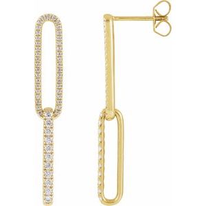 14K Yellow Gold 1/2 CTW Lab-Grown Diamond Elongated Link Earrings