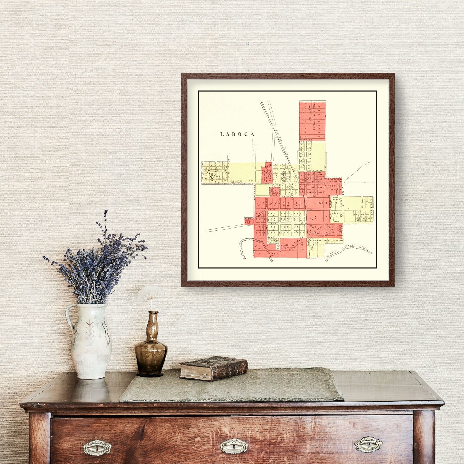 Vintage Map of Ladoga, Indiana 1898