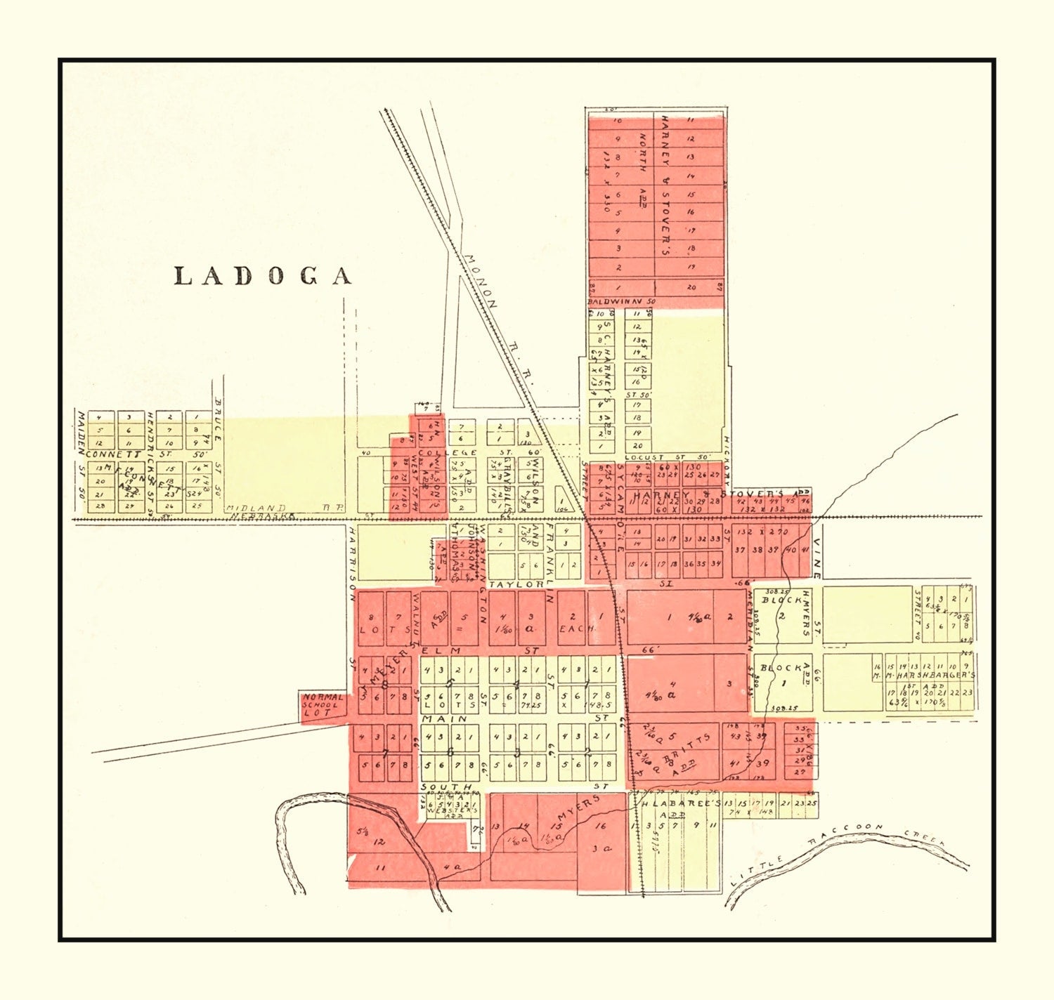 Vintage Map of Ladoga, Indiana 1898