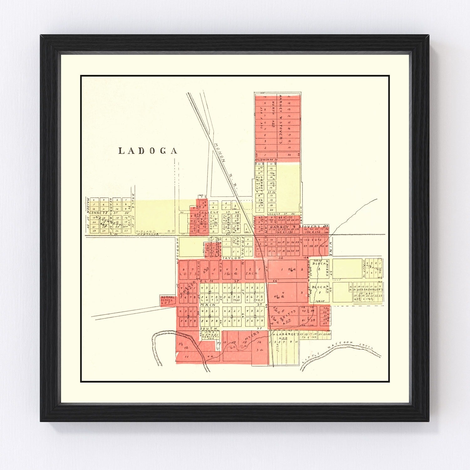 Vintage Map of Ladoga, Indiana 1898