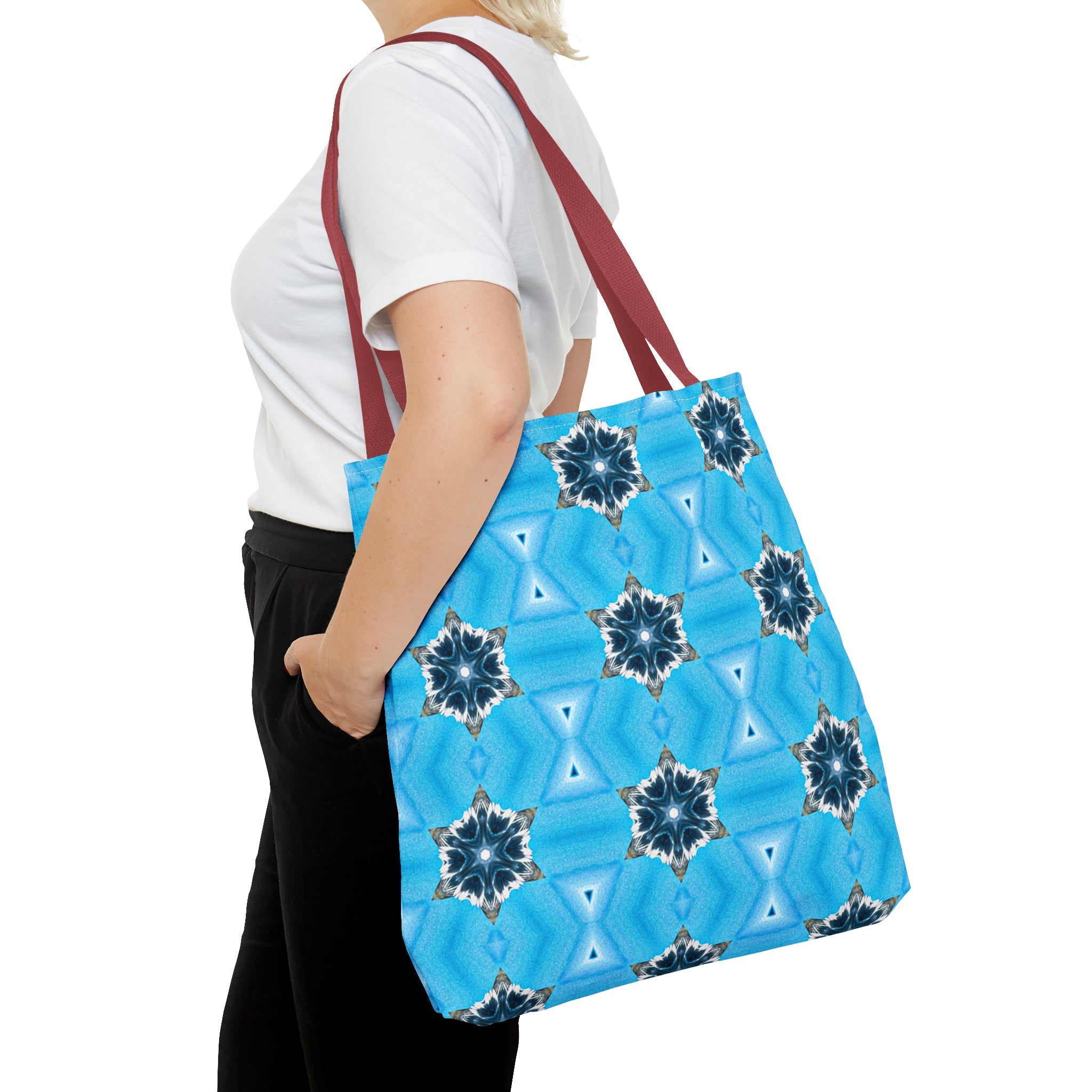 Blue Diamond Pattern Printed Tote Bag