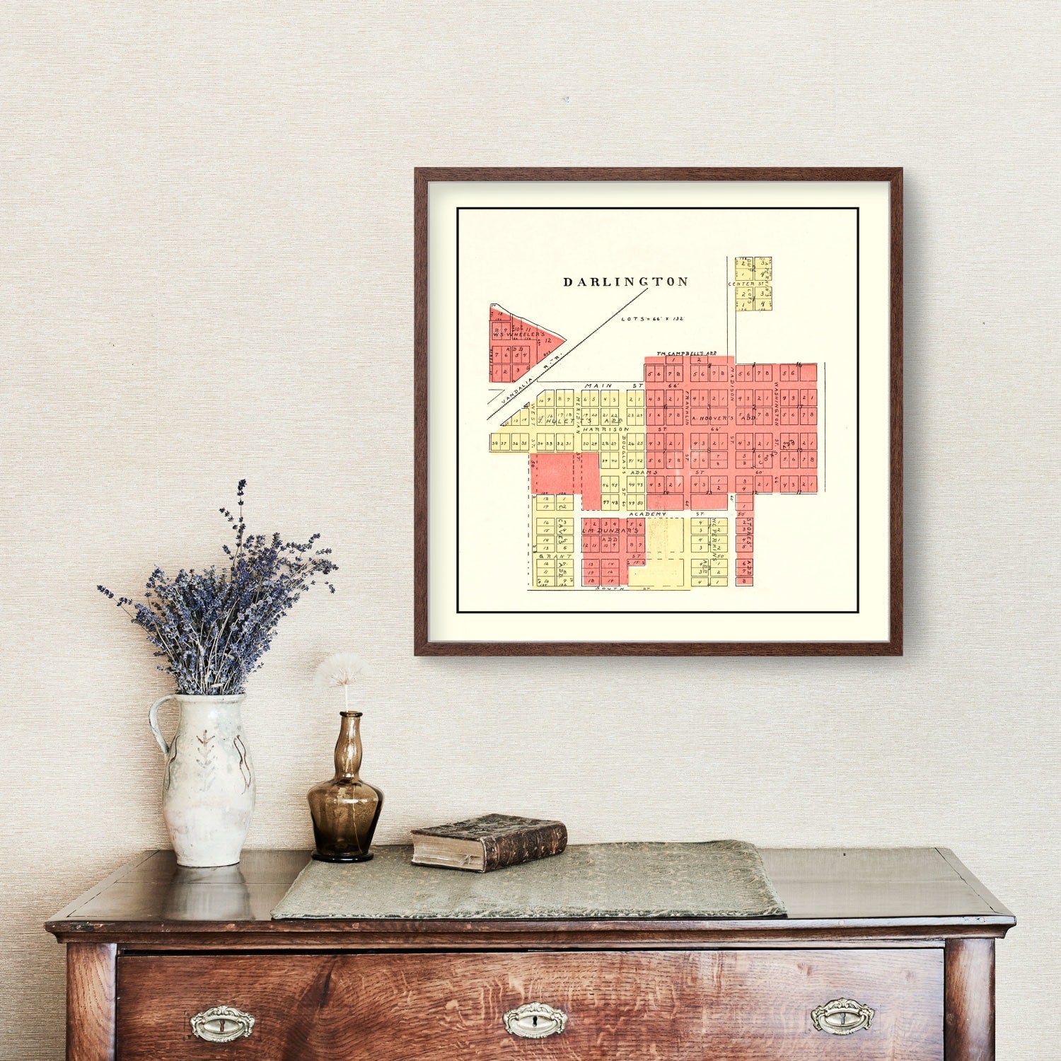 Vintage Map of Darlington, Indiana 1898
