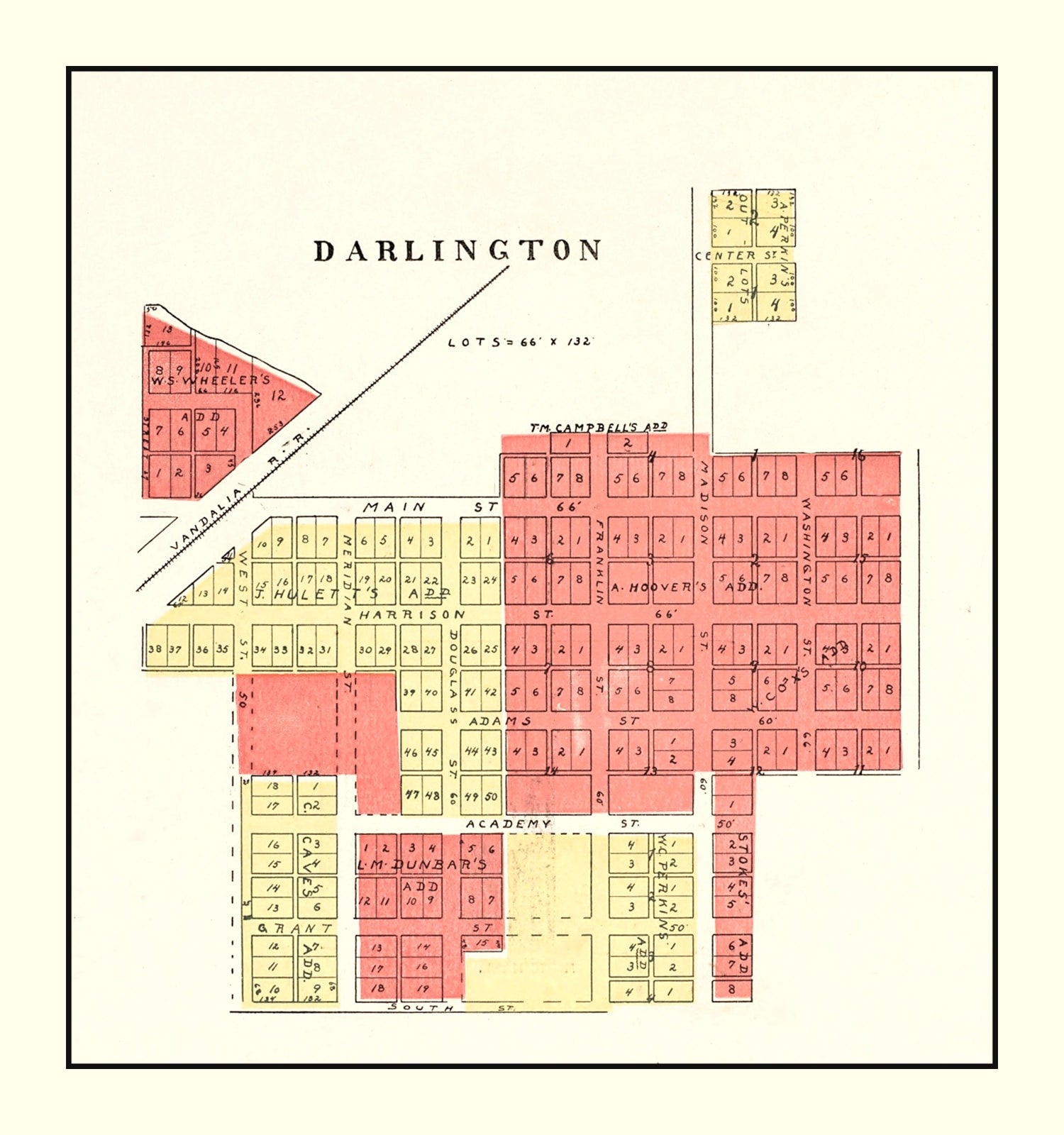 Vintage Map of Darlington, Indiana 1898