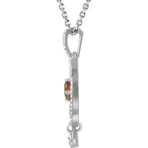 Sterling Silver Natural Citrine & .015 CTW Natural Diamond Granulated 18" Necklace