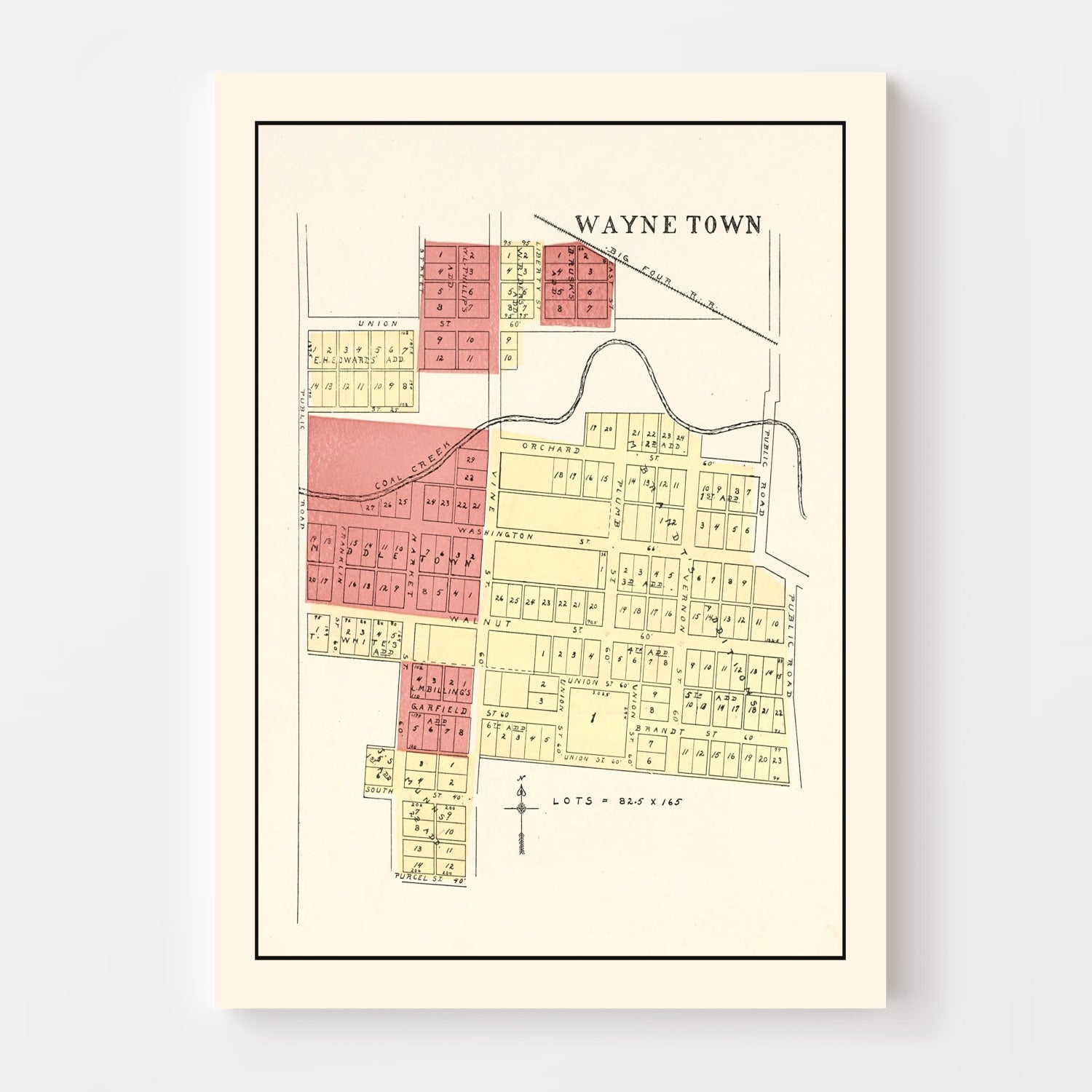 Vintage Map of Wayne, Indiana 1898