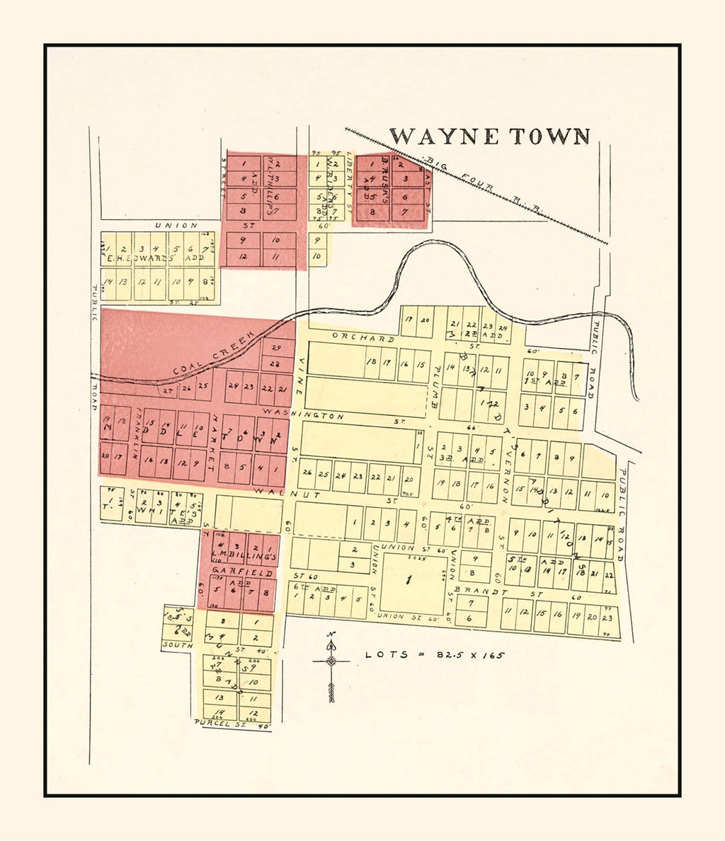 Vintage Map of Wayne, Indiana 1898