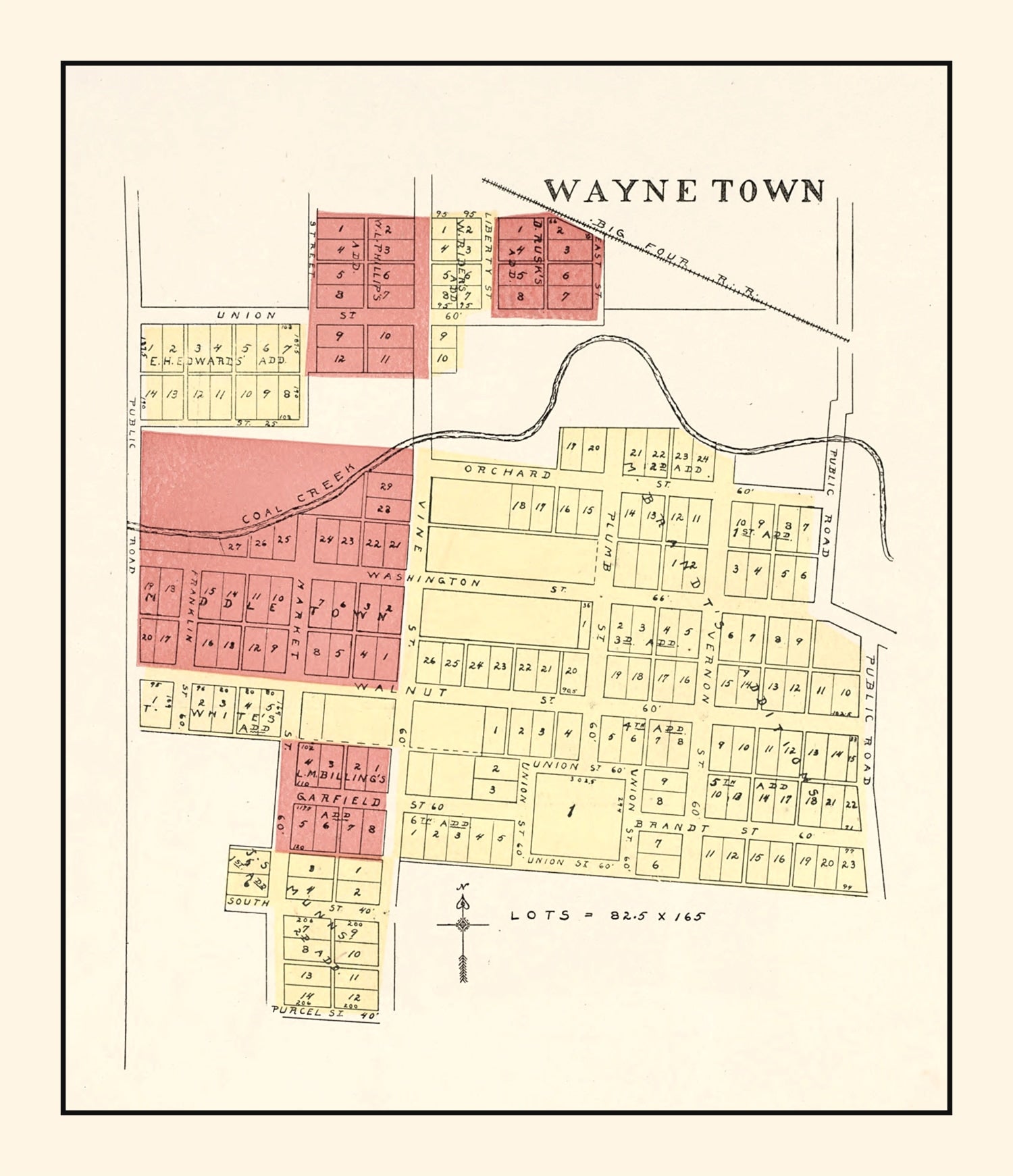 Vintage Map of Wayne, Indiana 1898