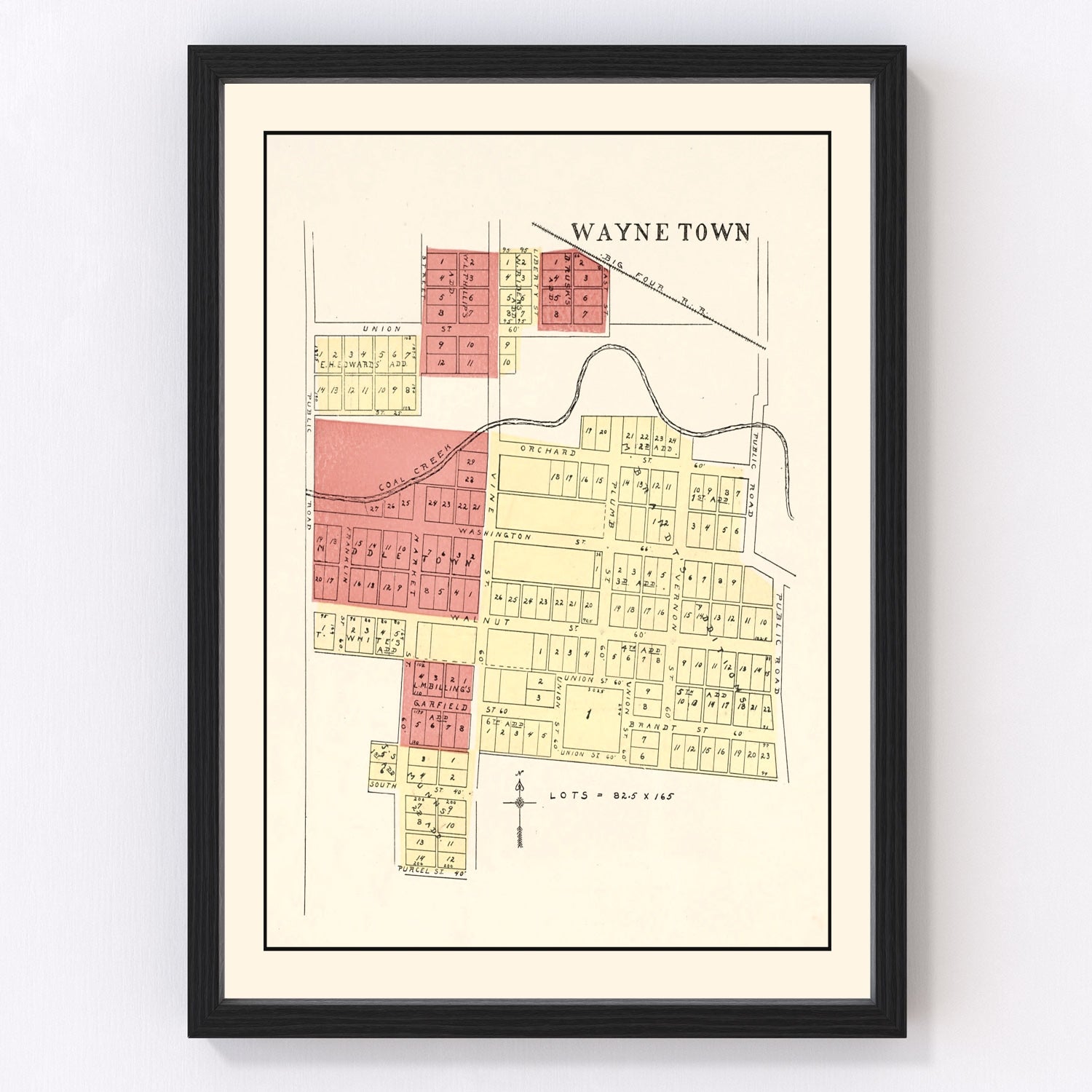 Vintage Map of Wayne, Indiana 1898
