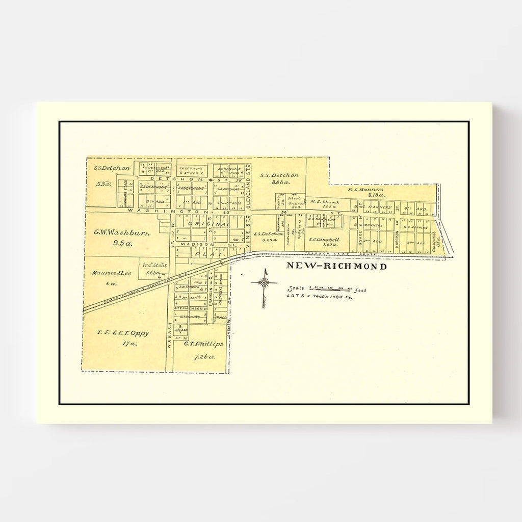 Vintage Map of New Richmond, Indiana 1898