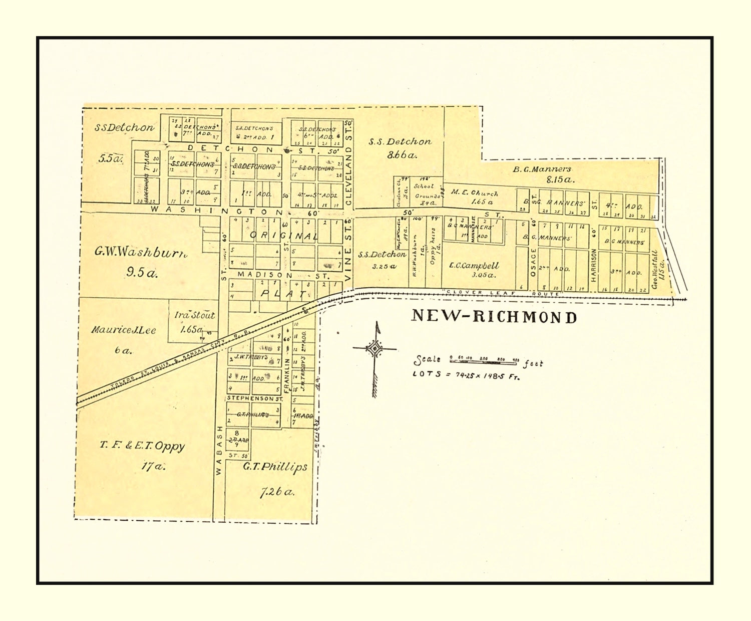 Vintage Map of New Richmond, Indiana 1898