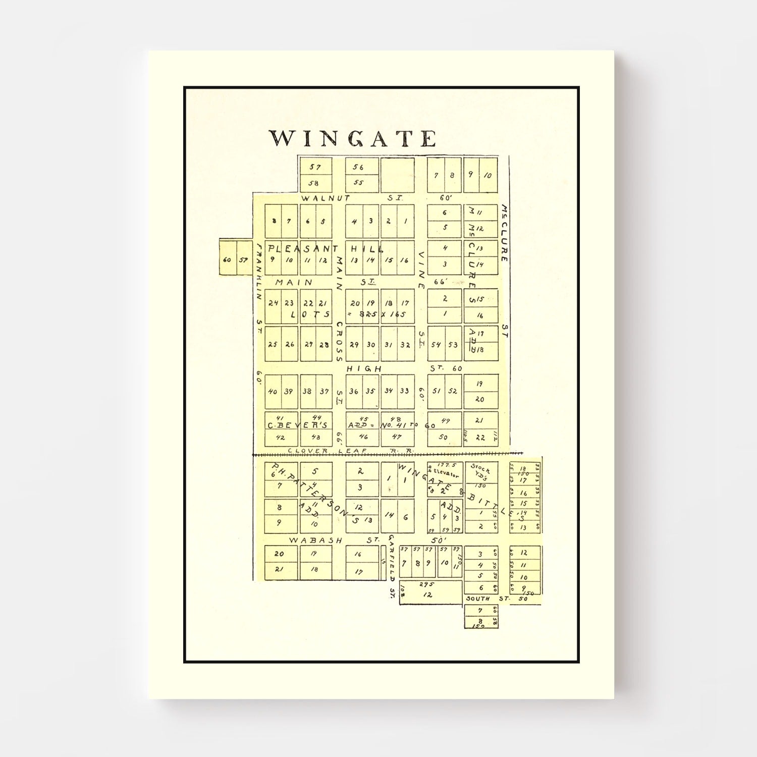 Vintage Map of Wingate, Indiana 1898
