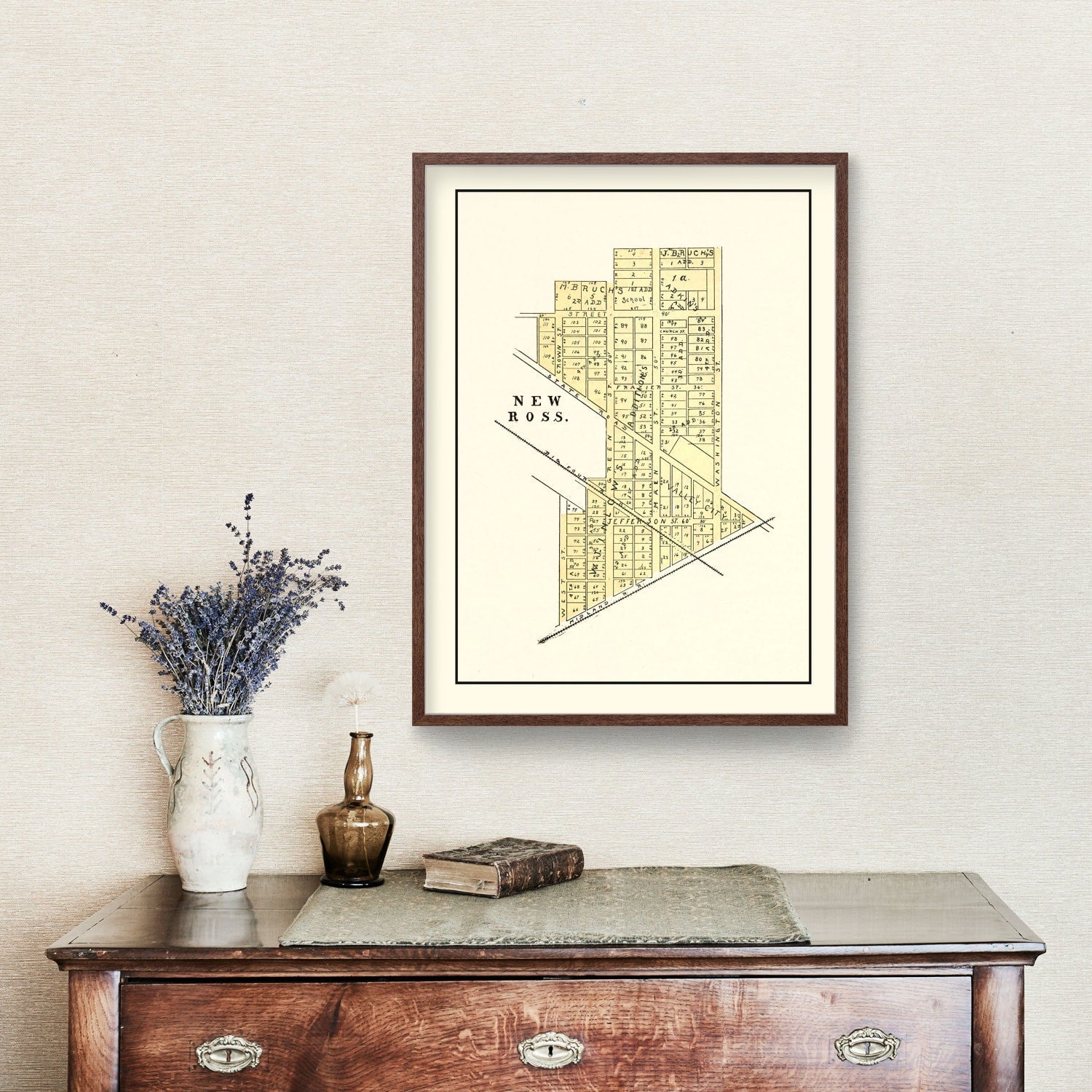 Vintage Map of New Ross, Indiana 1898
