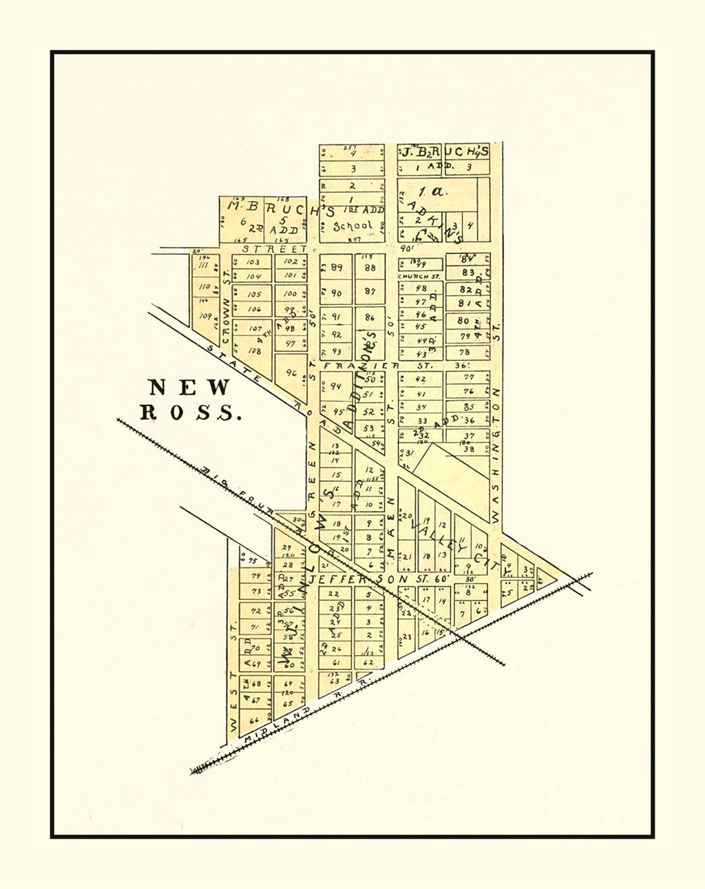 Vintage Map of New Ross, Indiana 1898