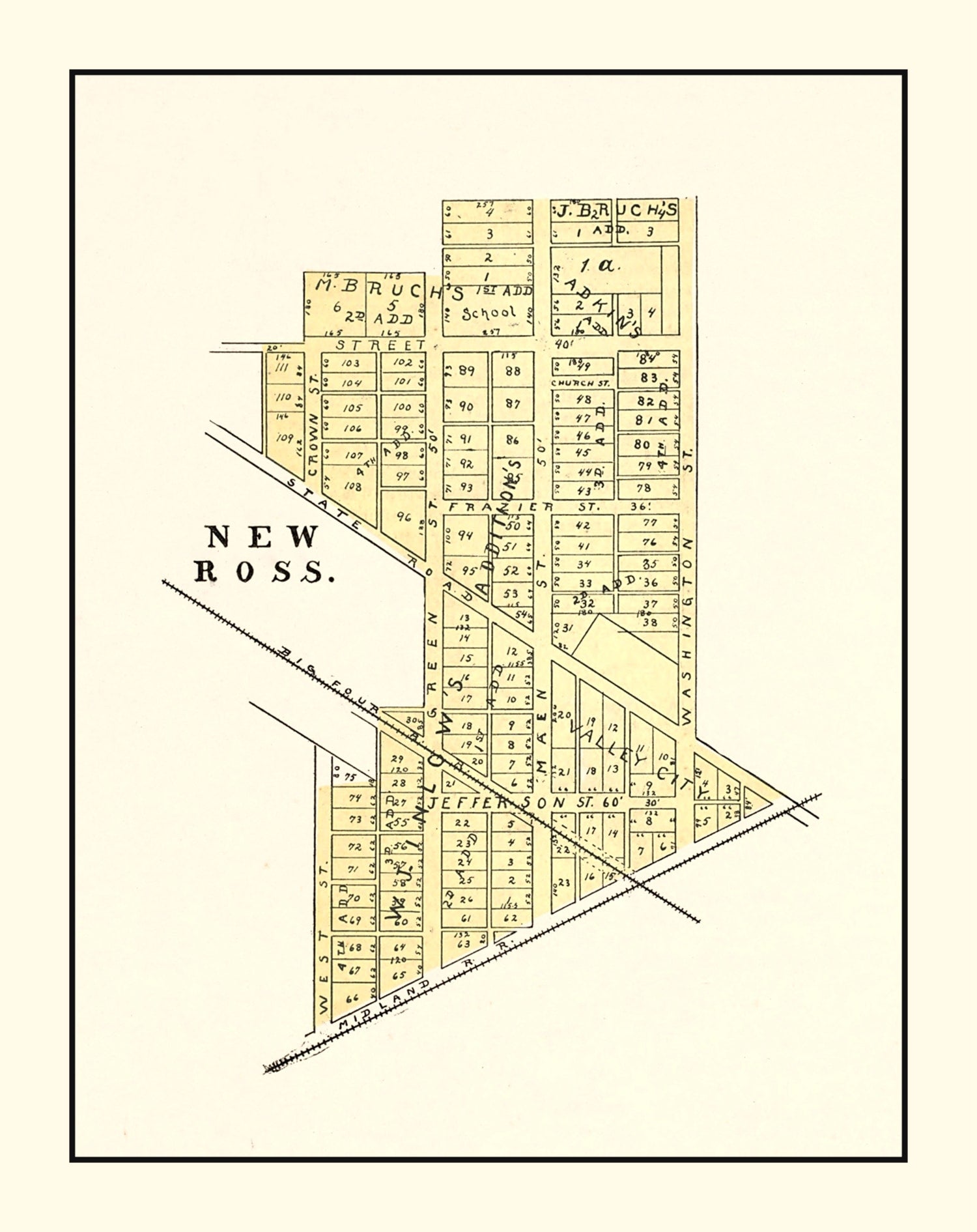 Vintage Map of New Ross, Indiana 1898
