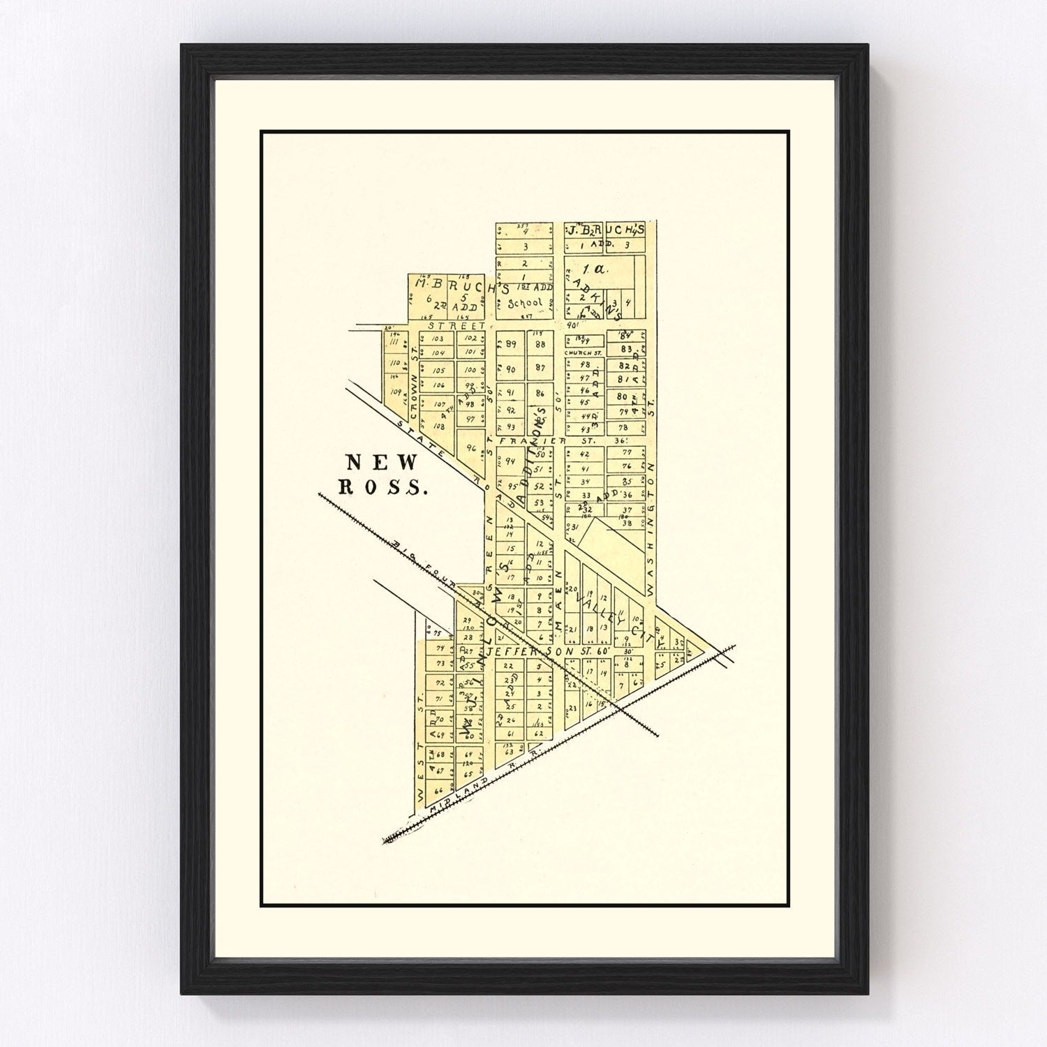 Vintage Map of New Ross, Indiana 1898