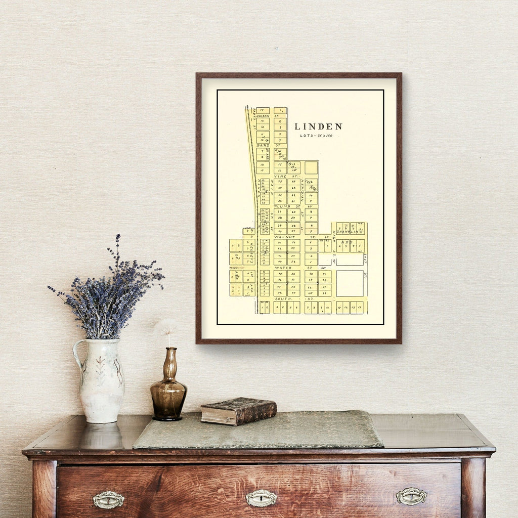 Vintage Map of Linden, Indiana 1898