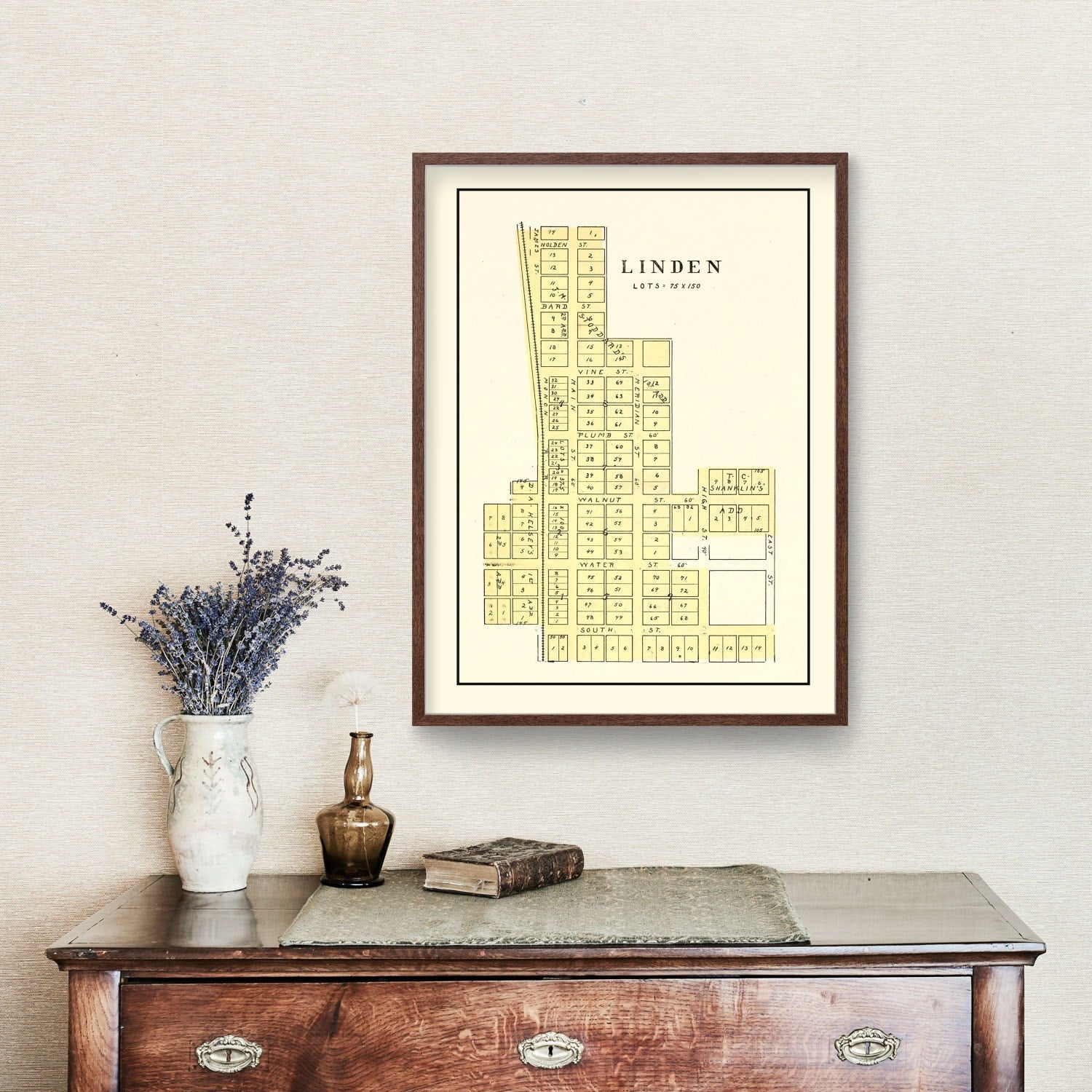 Vintage Map of Linden, Indiana 1898
