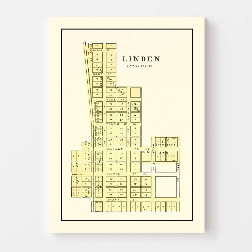 Vintage Map of Linden, Indiana 1898