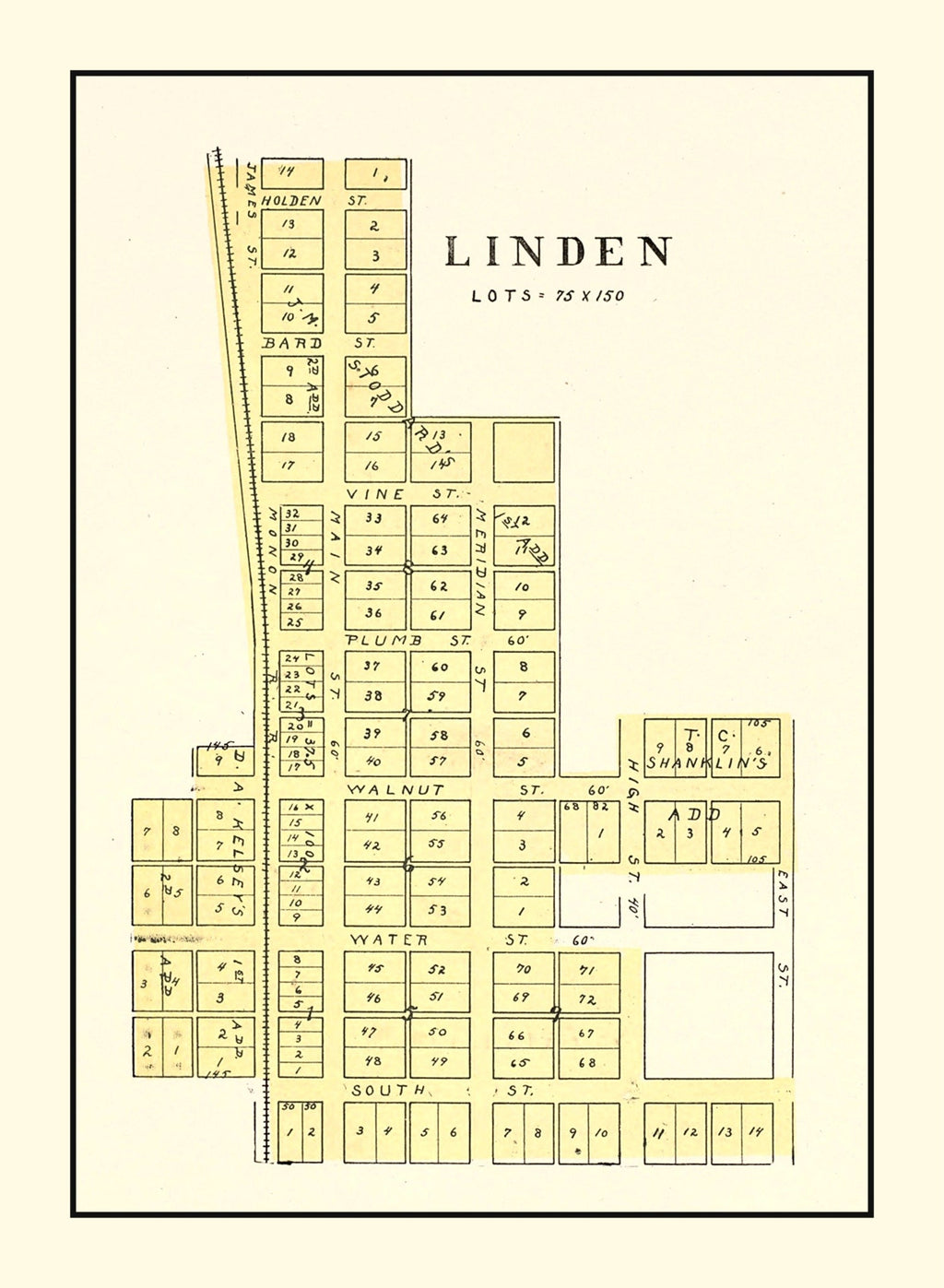 Vintage Map of Linden, Indiana 1898