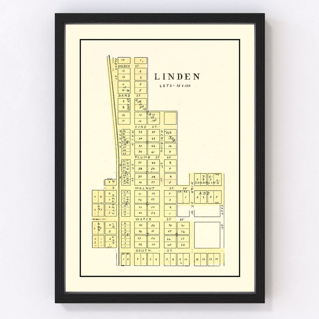 Vintage Map of Linden, Indiana 1898