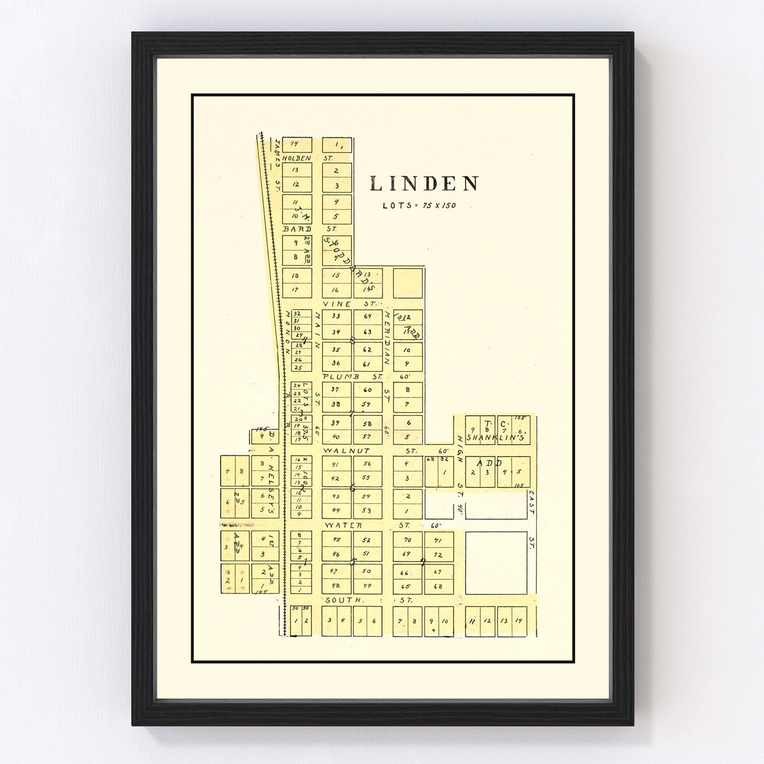 Vintage Map of Linden, Indiana 1898
