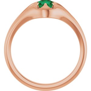 14K Rose Gold Natural Emerald Belcher Ring