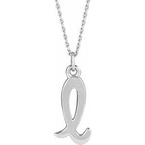 14K White Gold Petite Initial L 16" Necklace