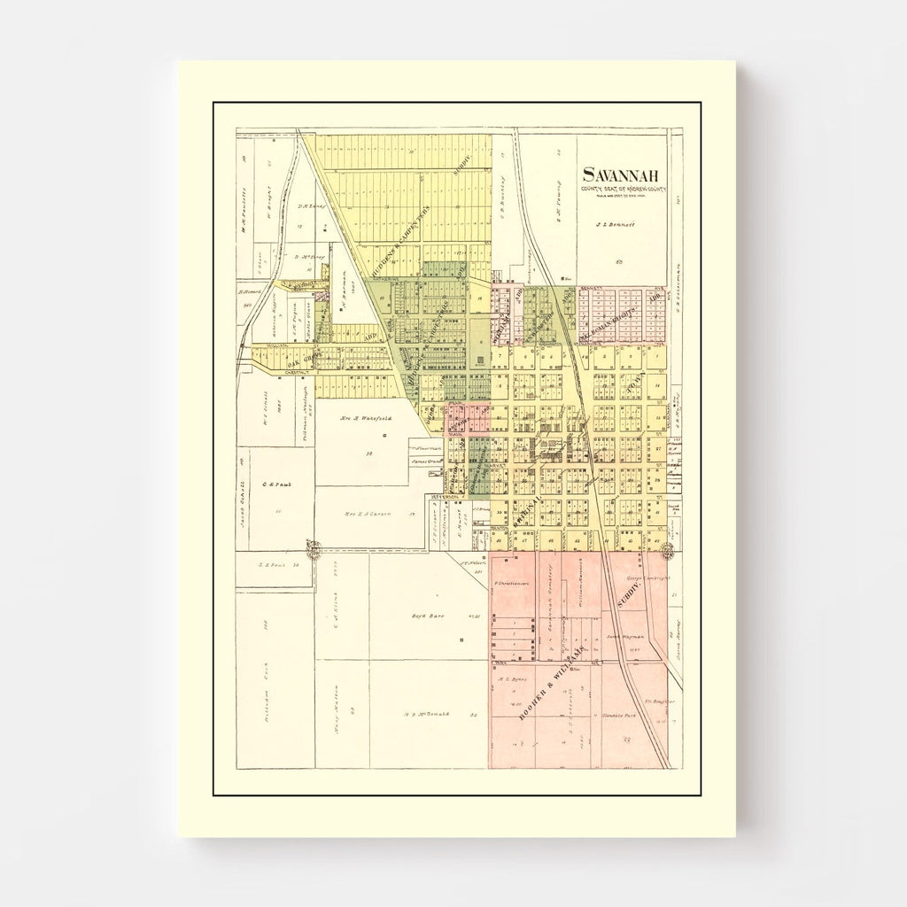 Vintage Map of Savannah, Missouri 1898