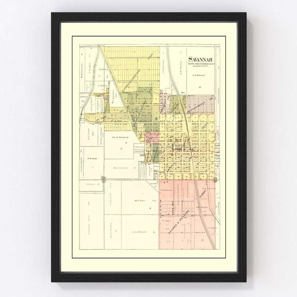 Vintage Map of Savannah, Missouri 1898