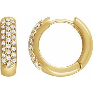 14K Yellow Gold 1/3 CTW Natural Diamond Hoop Earrings