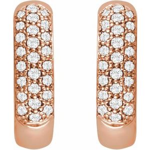 14K Rose Gold 1/3 CTW Natural Diamond Hoop Earrings