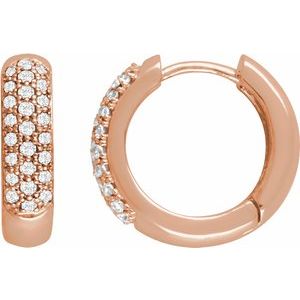 14K Rose Gold 1/3 CTW Natural Diamond Hoop Earrings
