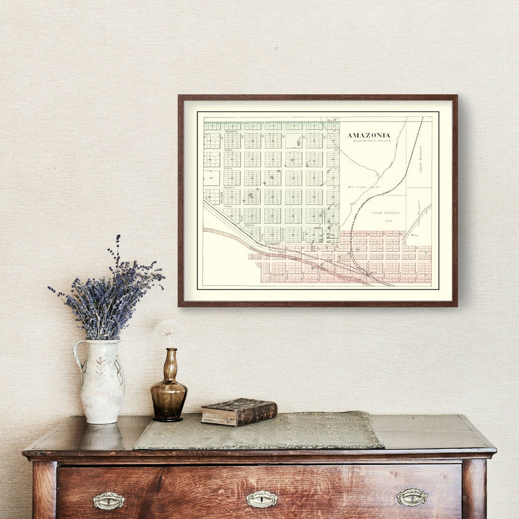 Vintage Map of Amazonia, Missouri 1898