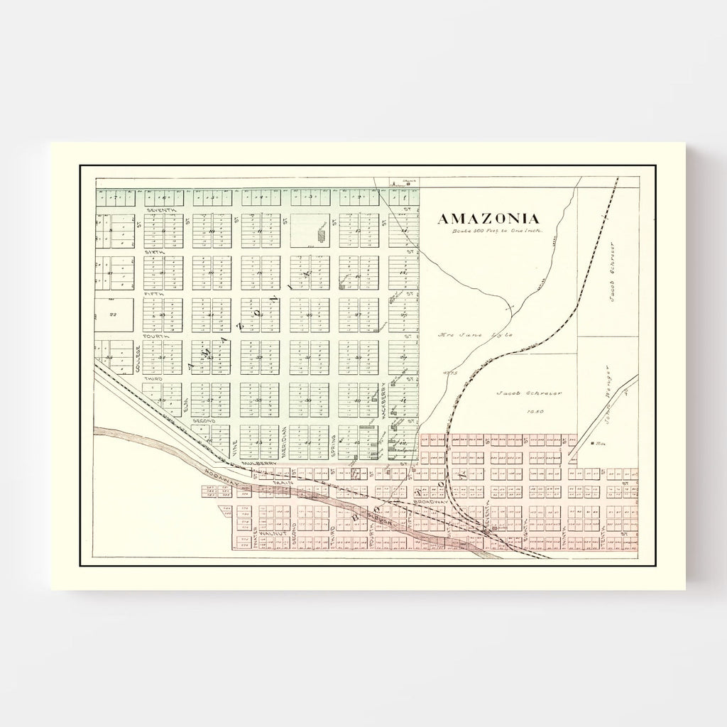 Vintage Map of Amazonia, Missouri 1898