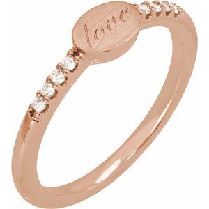 14K Rose Gold .07 CTW Natural Diamond Engravable Signet Ring