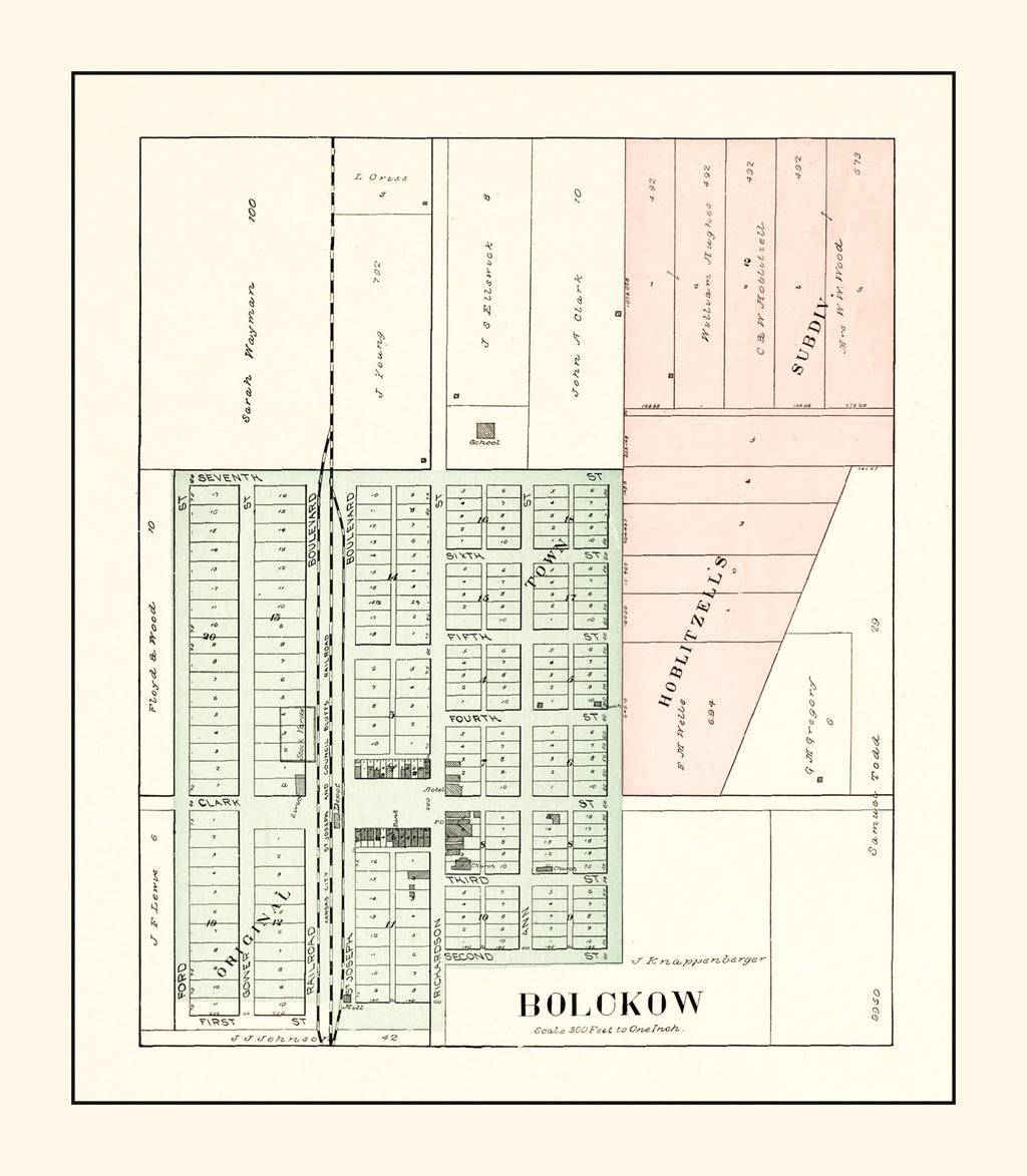 Vintage Map of Bolckow, Missouri 1898