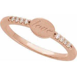 14K Rose Gold .07 CTW Natural Diamond Engravable Signet Ring