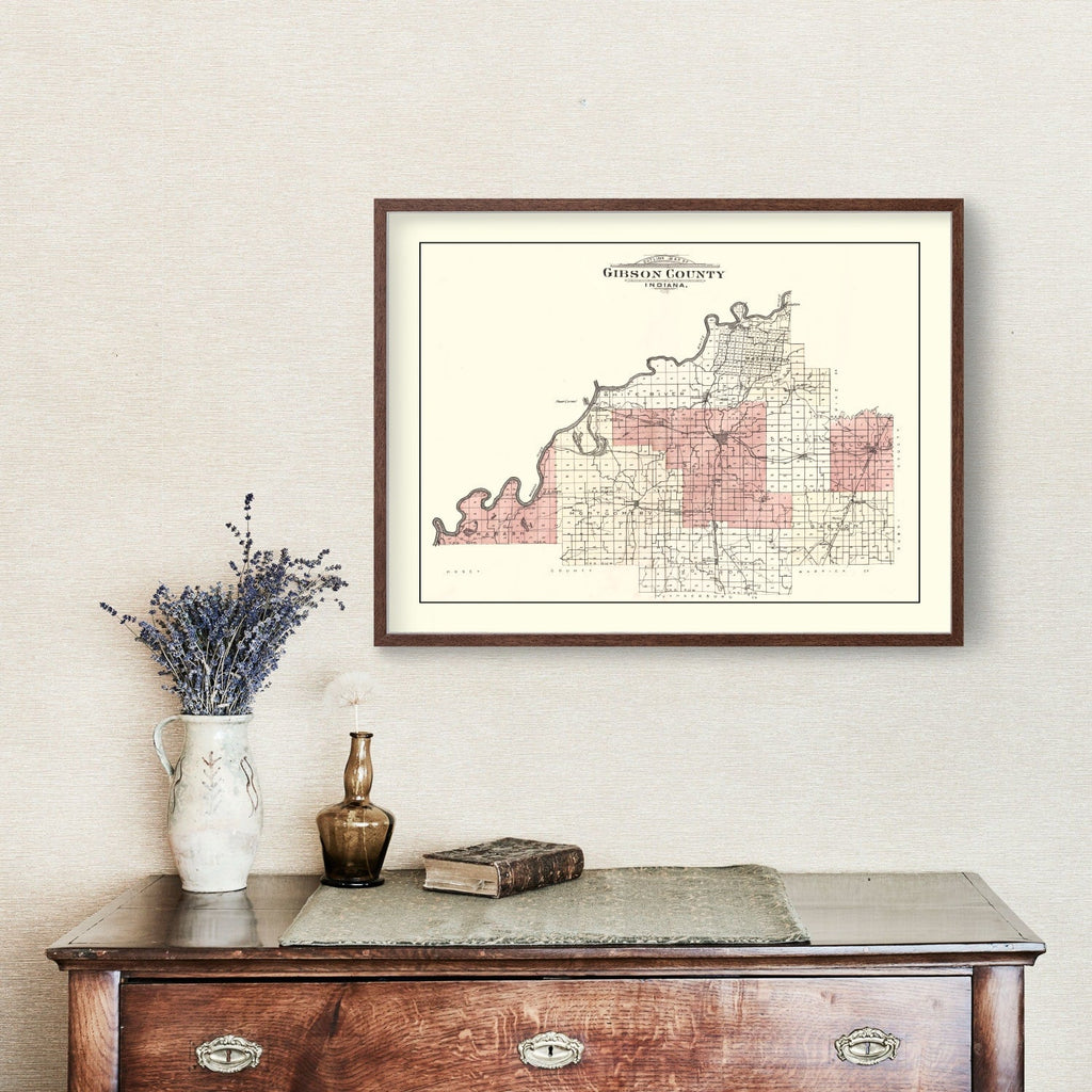 Vintage Map of Gibson County, Indiana 1899