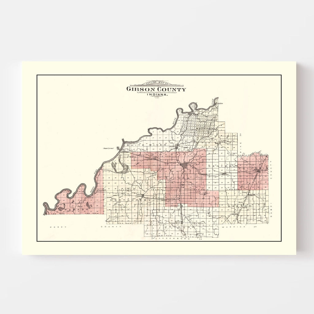 Vintage Map of Gibson County, Indiana 1899