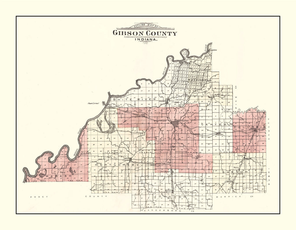 Vintage Map of Gibson County, Indiana 1899