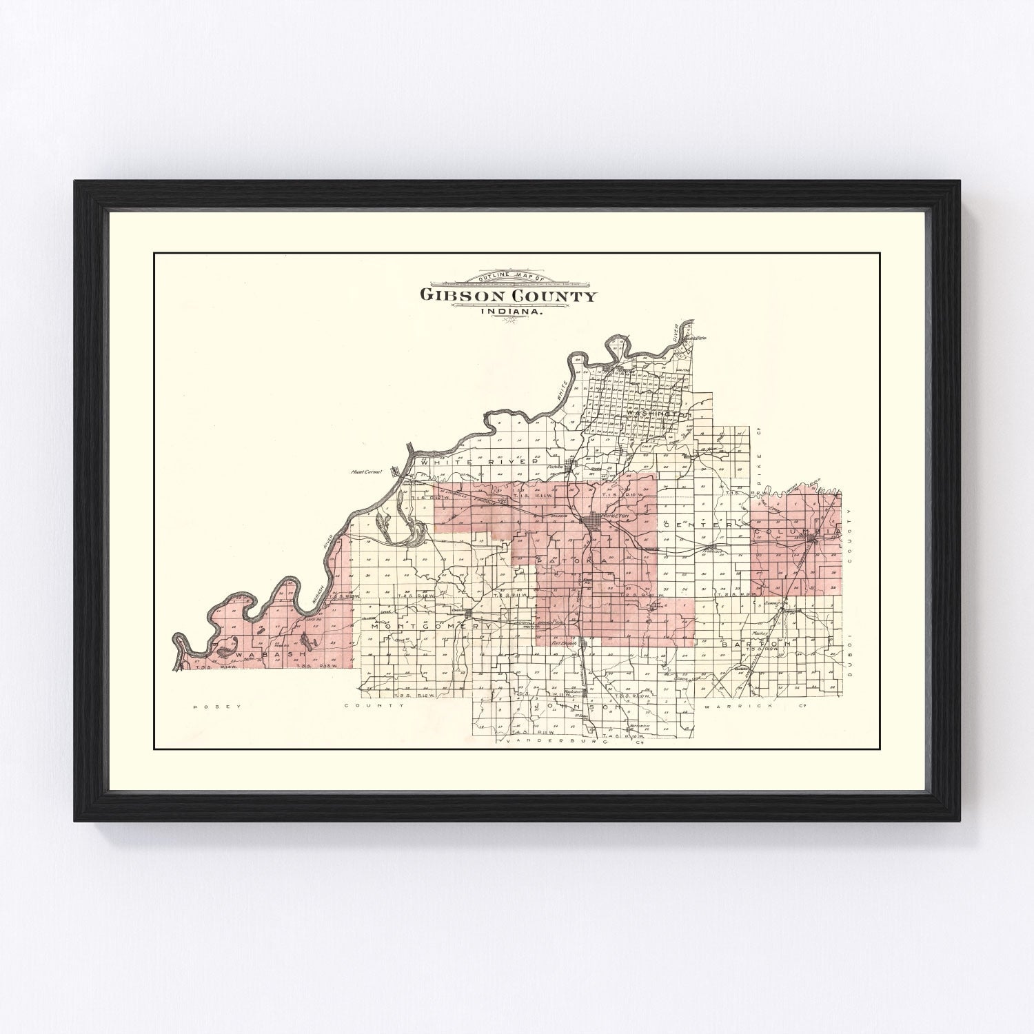 Vintage Map of Gibson County, Indiana 1899