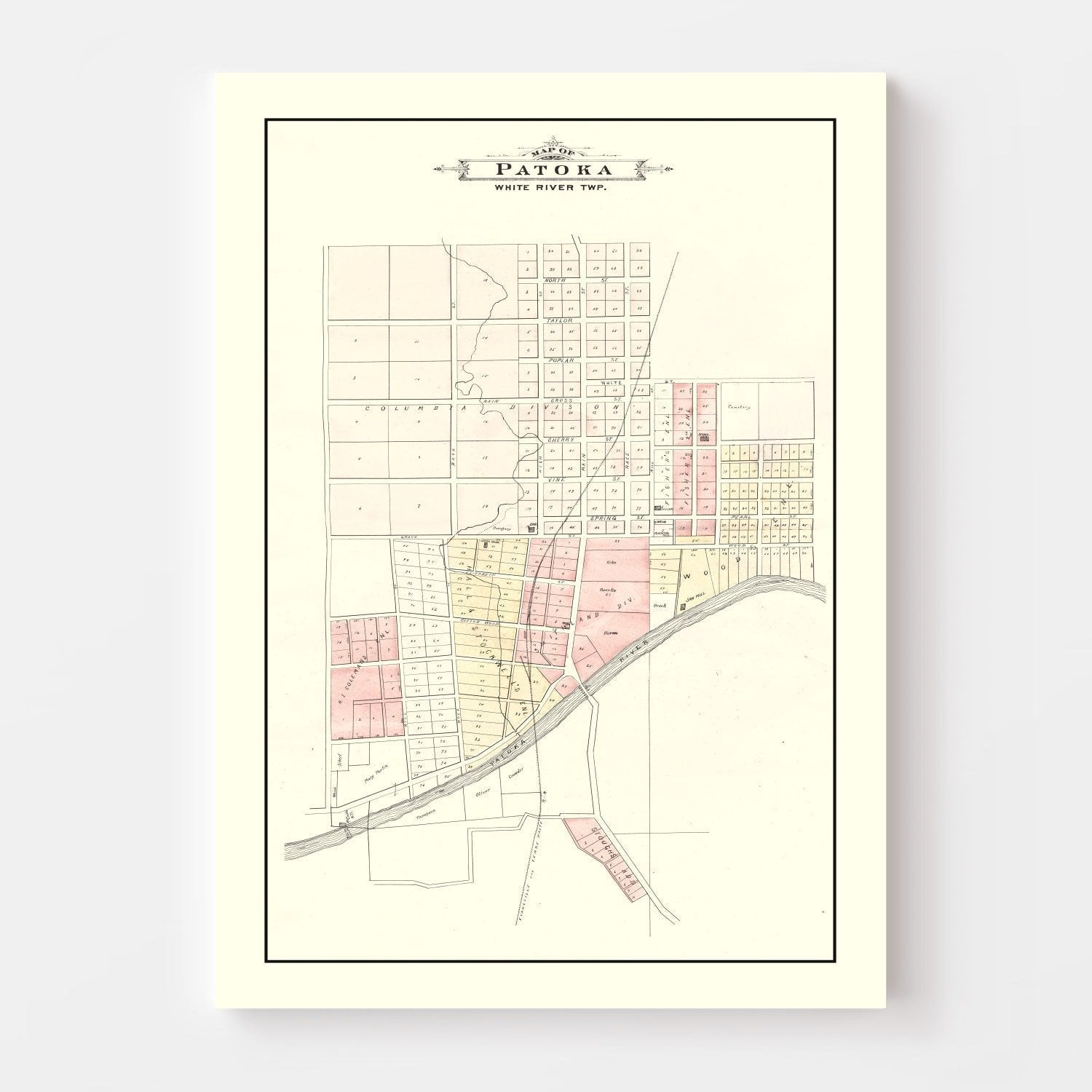 Vintage Map of Patoka, Indiana 1899