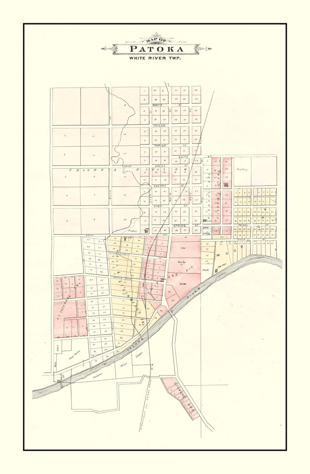 Vintage Map of Patoka, Indiana 1899