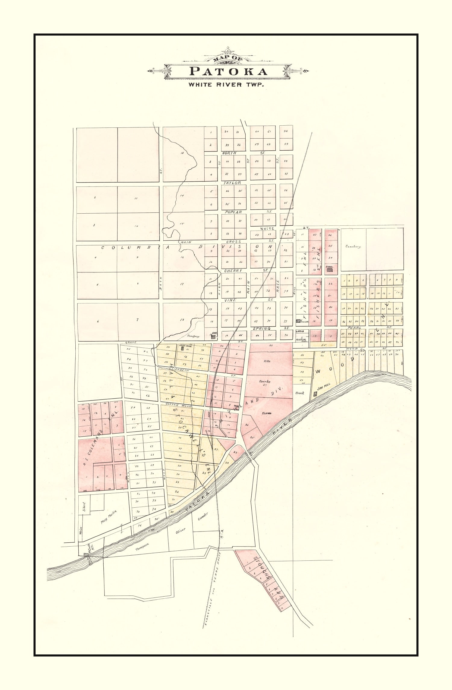 Vintage Map of Patoka, Indiana 1899