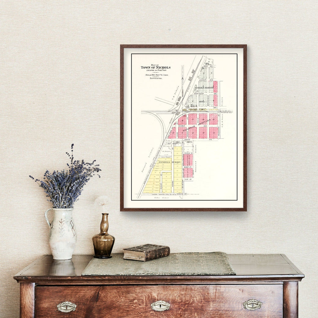 Vintage Map of Nichols, Iowa 1899