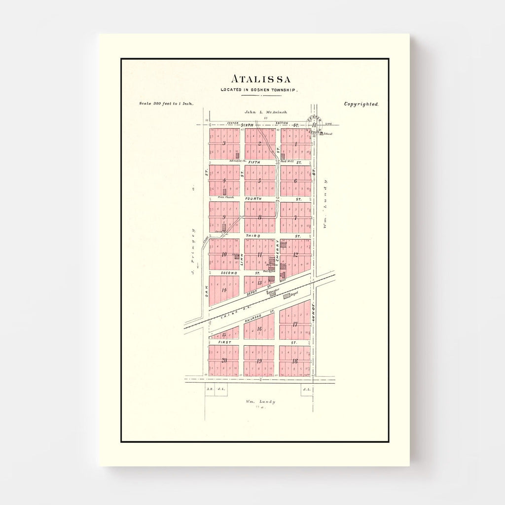 Vintage Map of Atalissa, Iowa 1899