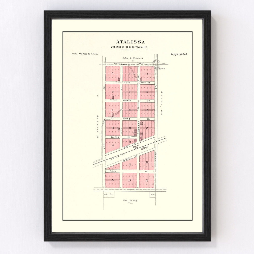Vintage Map of Atalissa, Iowa 1899