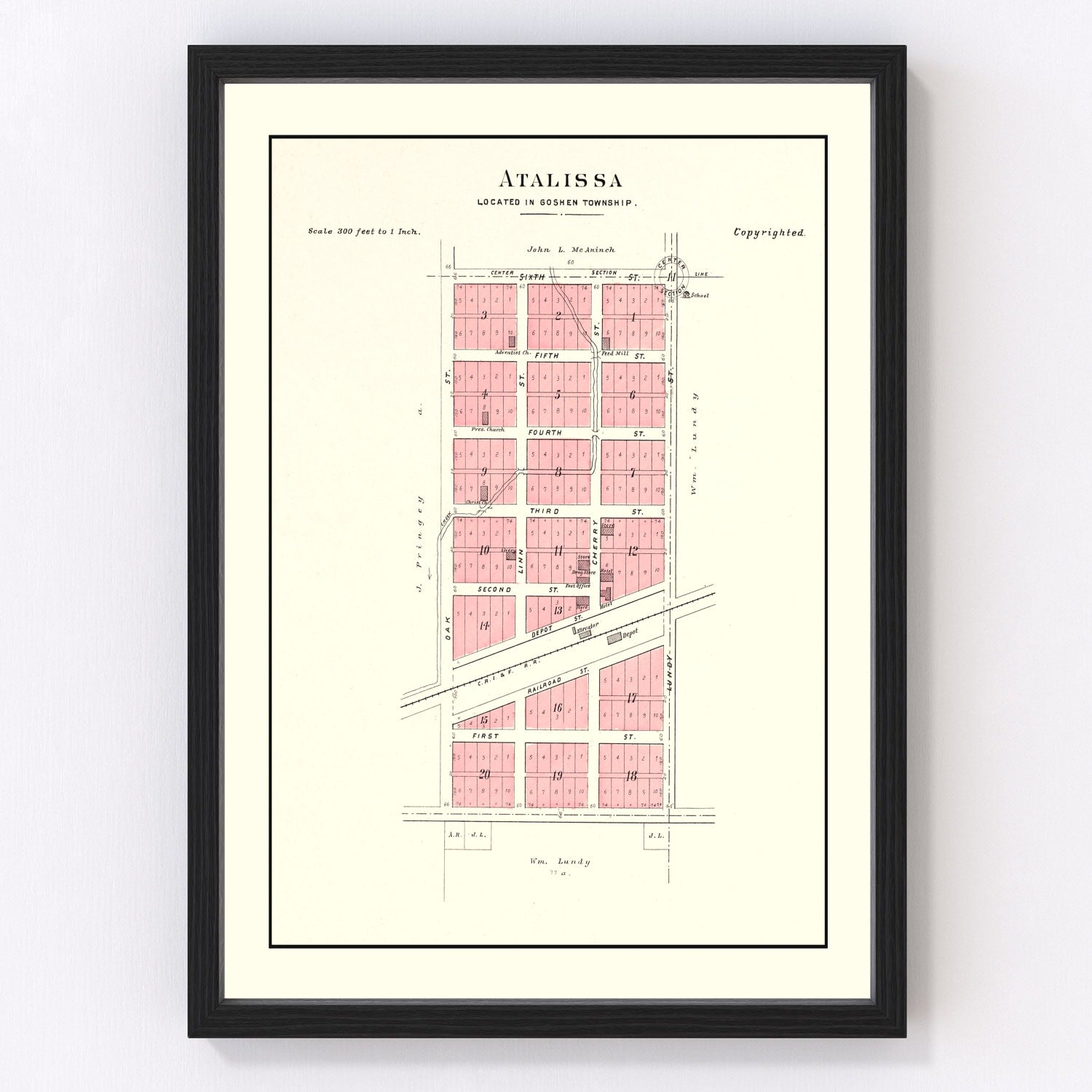 Vintage Map of Atalissa, Iowa 1899