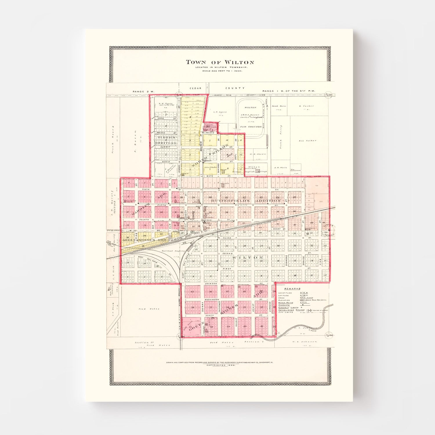 Vintage Map of Wilton, Iowa 1899